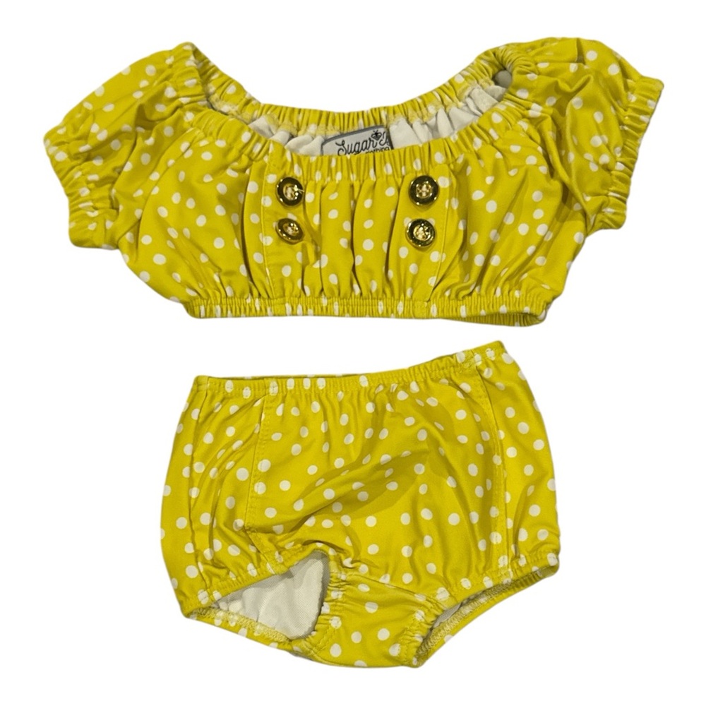 Sunny Yellow Polka Dot Kids Bikini Set NWOT
